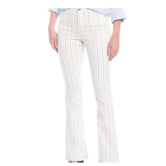 Chelsea & Violet Flare Leg Bell Bottom Jeans White Striped Size 31 Waist - Picture 1 of 9